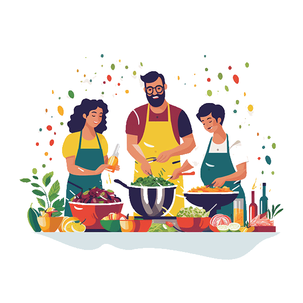 A crowd of people at a cooking event